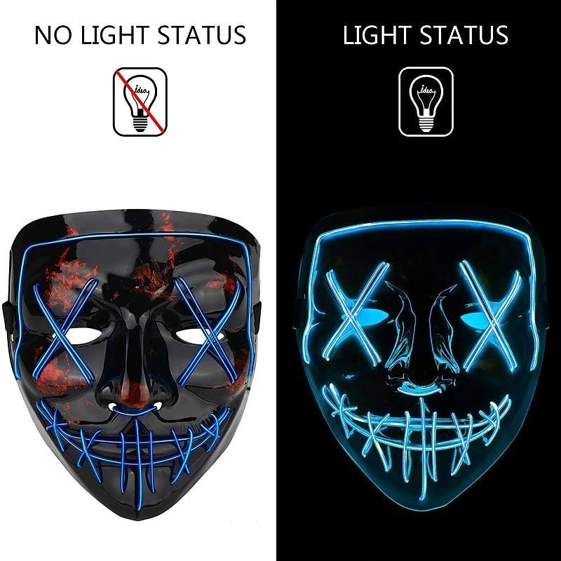 2025年 ハロウィンマスク LED グローブラック V マスク ゴーストウォークダンス コールドライトマスク コレクション – $11.99 –P4