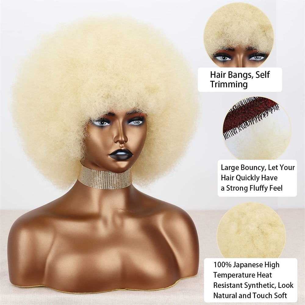 Short 70s Afro Wigs for Black Women Large Synthetic Black Short Afro Wig 70's 8 Inches 60s Afro Wig for Women Bouncy and Soft Natural Looking Halloween Cosplay Party Wigs 2026 - $20.99 –P10