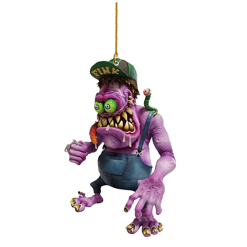 Ciondolo per auto a forma di mostro a grande bocca 2PCS modello di bambola piatta in acrilico statua di topo pazzo Rat Fink alla guida accessori per auto Halloween decorazioni per casa del 2025 a $11.99 –P12