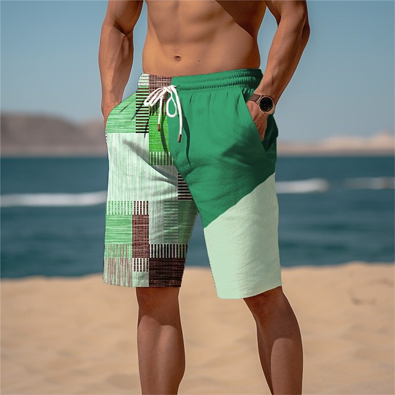 Men's Color Block Patchwork Graphic Prints Sweat Shorts Beach Shorts Terry Shorts Mid Waist Casual Athleisure Daily Holiday Streetwear Drawstring Elastic Waist 3D Print Designer Clothing Apparel 2025 - $19.99 –P3