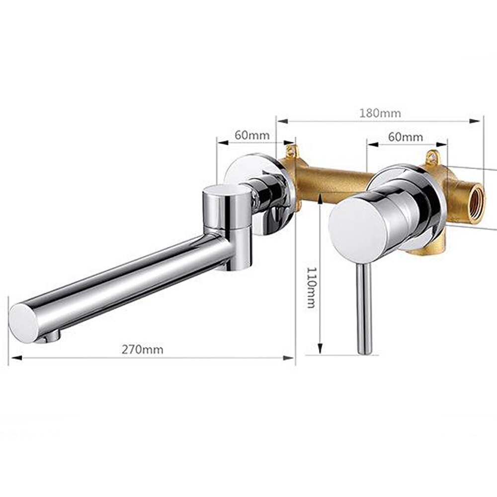 Concealed Wall Mount Bathroom Faucet Sink Mixer Basin Taps, Rotatable Washroom Vessel Single Handle Tap with Cold and Hot Hose 2025 - $80.99 –P2