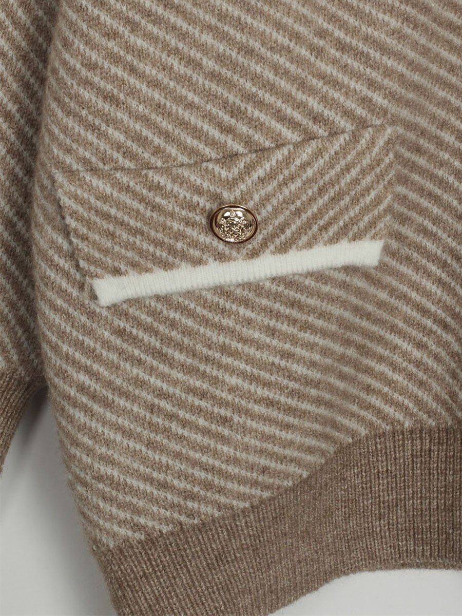 Women's Cardigan Sweater V Neck Ribbed Knit Acrylic Polyester Button Print Summer Fall Long Outdoor Daily Going out Stylish Casual Soft Long Sleeve Striped White Camel Light Blue One-Size 2023 - US $43.99 –P15