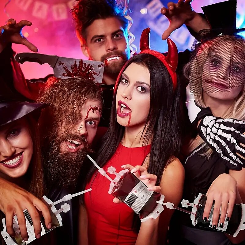 10 sztuk worki z krwią na napoje dekoracje na imprezę halloweenową halloween worki z krwią woreczki na napoje wielokrotnego użytku torby do iv napój wampir akcesoria pielęgniarka z okazji ukończenia 2025 - $18.99 –P3