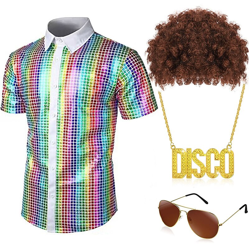 Retrò Vintage Anni '70 Disco Costume Cosplay Abiti Cosplay Costume Per uomo Carnevale Mascherata Festa / Sera Parata dell'Orgoglio Mese dell'orgoglio Adulti Blusa Occhiali Accessori per il Collo del 2026 a $51.99 –P5
