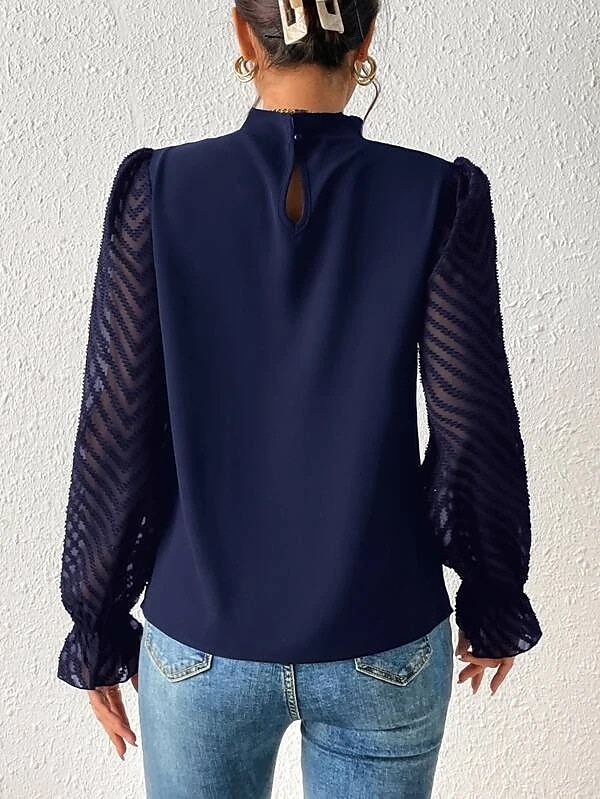 2025 - Shirt-top voor vrouwen, ronde hals, streetcausal