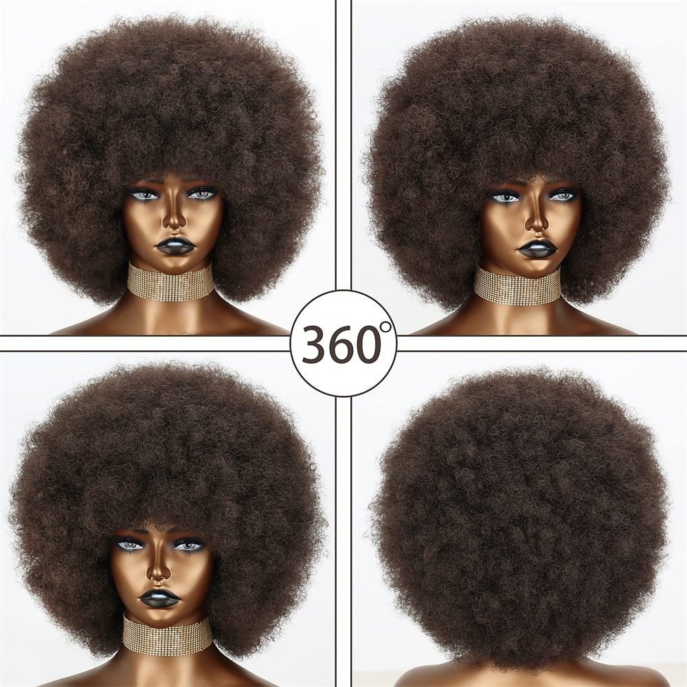 Short 70s Afro Wigs for Black Women Large Synthetic Black Short Afro Wig 70's 8 Inches 60s Afro Wig for Women Bouncy and Soft Natural Looking Halloween Cosplay Party Wigs 2026 - $20.99 –P17