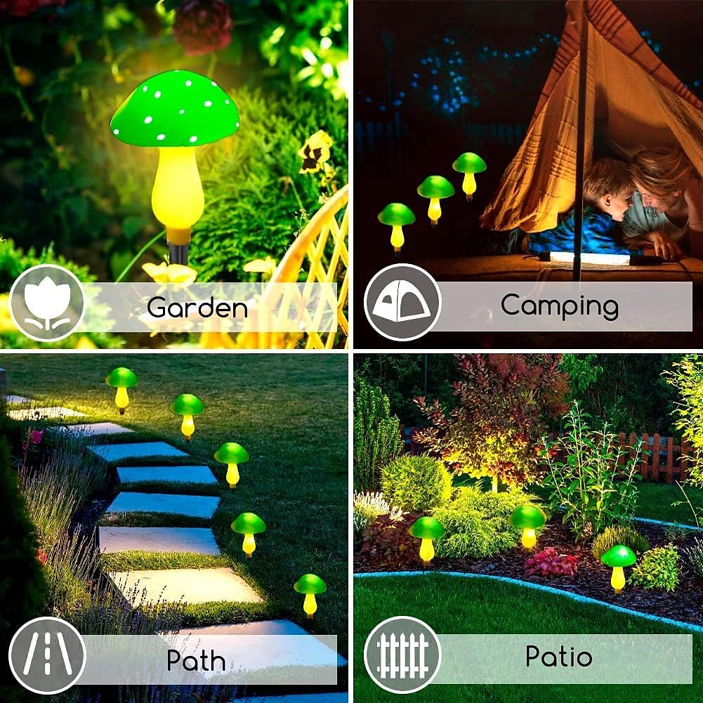 Солнечные наружные водонепроницаемые садовые грибные фонари, 6 светодиодов, 8 режимов освещения, сад, газон, двор, вилла, дорожка, патио, пейзаж, праздничное украшение, свет 2026 - $31.99 –P4