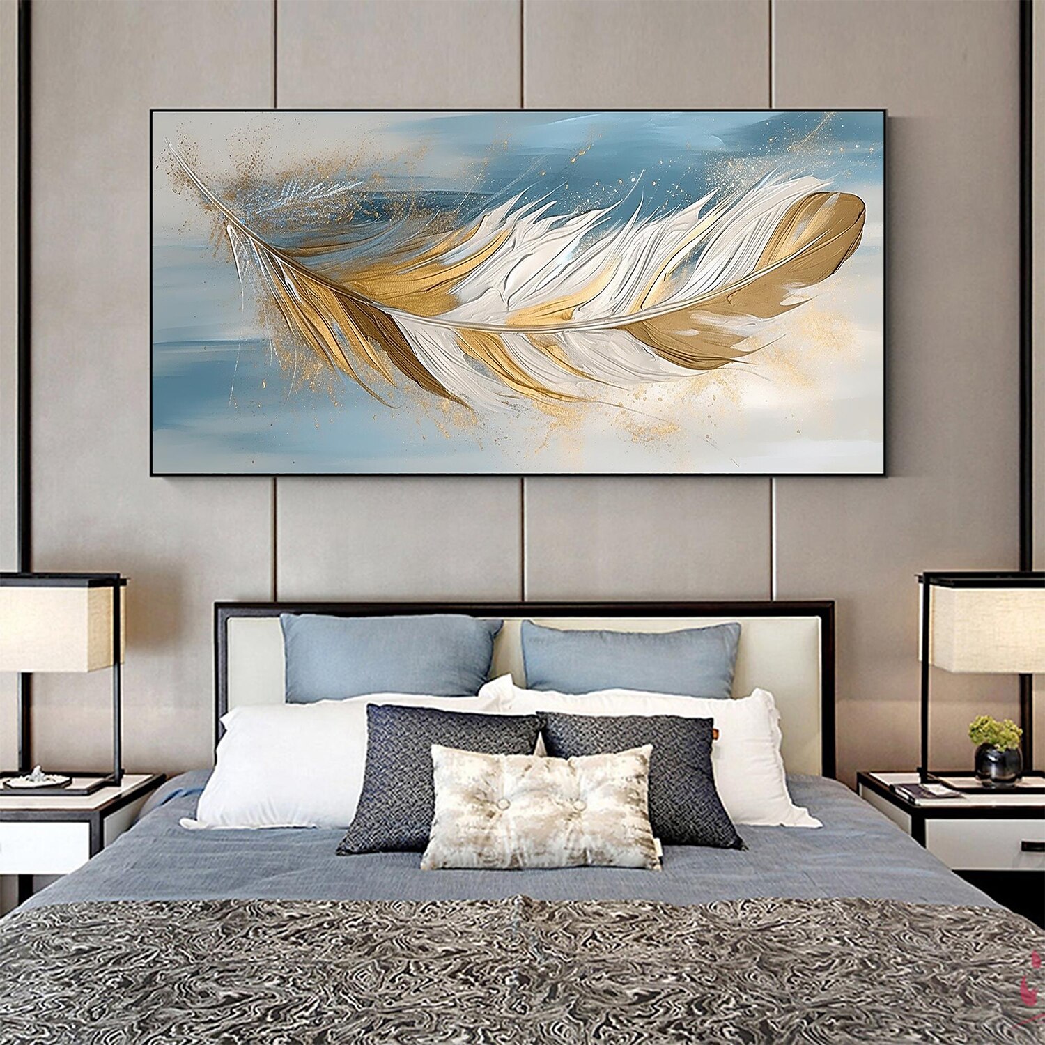Handmade Oil Painting Canvas Wall Art Decor Original Feather Painting for Home Decor With Stretched Frame/Without Inner Frame Painting 2025 - $150.99 –P20