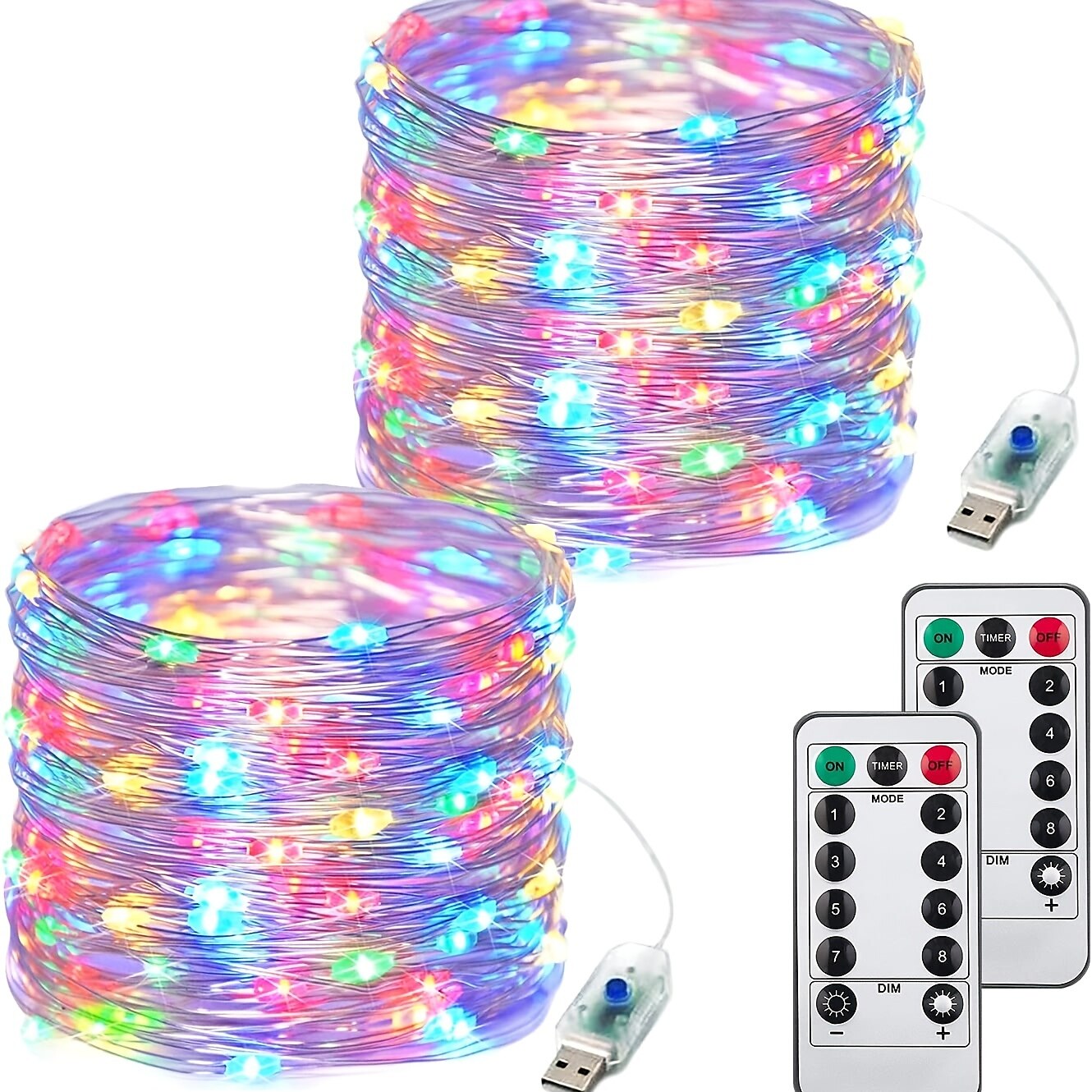 κομψή δεξίωση γαμήλιου πάρτι 100 led με τρεμόπαιγμα χάλκινο σύρμα νεραϊδόσχοινα – 33 ποδών usb που τροφοδοτείται με τηλεχειριστήριο, 8 λειτουργίες για διακόσμηση κήπου σπιτιού 2025 - $9.99 –P1