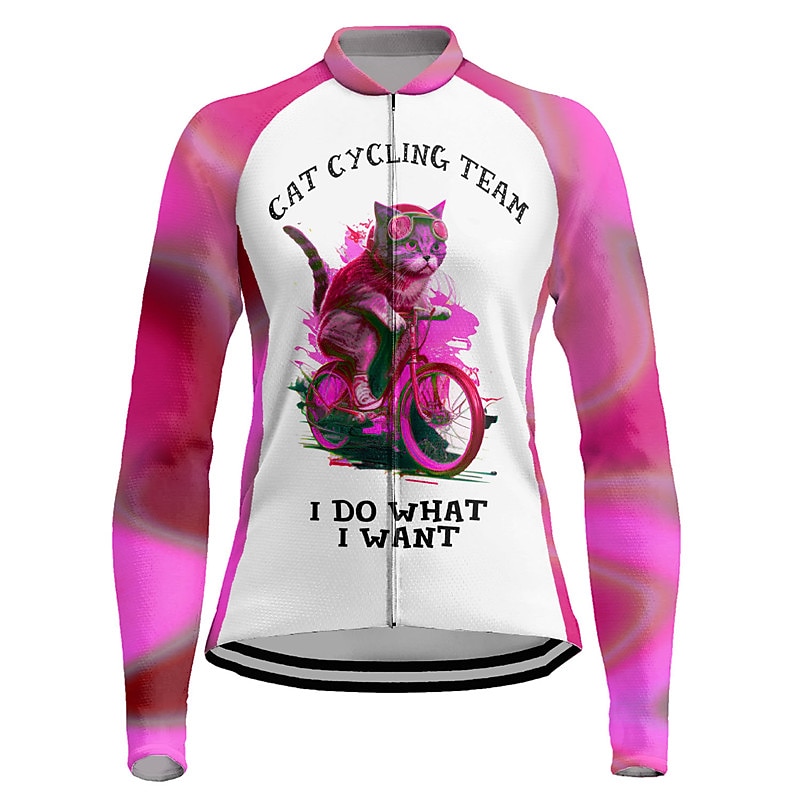 Dam Cykeltröja Grafisk Långärmad Cykel Tröja Överdelar med 3 bakfickor Bergscykling Vägcykling Snabb tork Reflexremsa Bakficka Fuktabsorberande sporter Violett Rosa Blå Kläder 2025 - $32.99 –P10