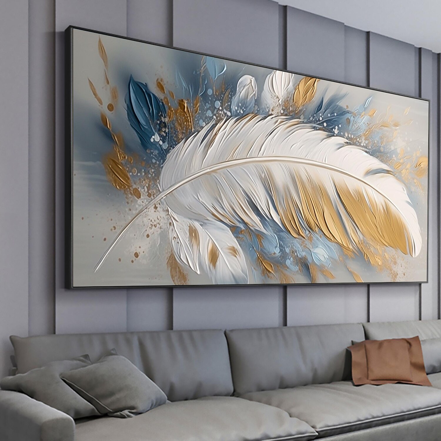 Handmade Oil Painting Canvas Wall Art Decor Original Feather Painting for Home Decor With Stretched Frame/Without Inner Frame Painting 2025 - $150.99 –P7