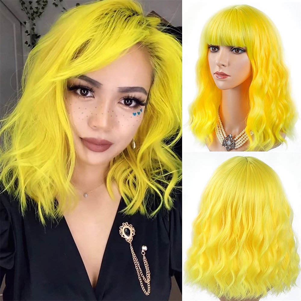 Perucas Laranja Vermelha para Mulheres Curta Ondulada Bob com Franja Peruca Cacheada Ruiva Comprimento até o Ombro Cabelo Vermelho Cobre 14 Polegadas Peruca Sintética Colorida para Cosplay Uso Diário de 2025 por $22.99 –P4
