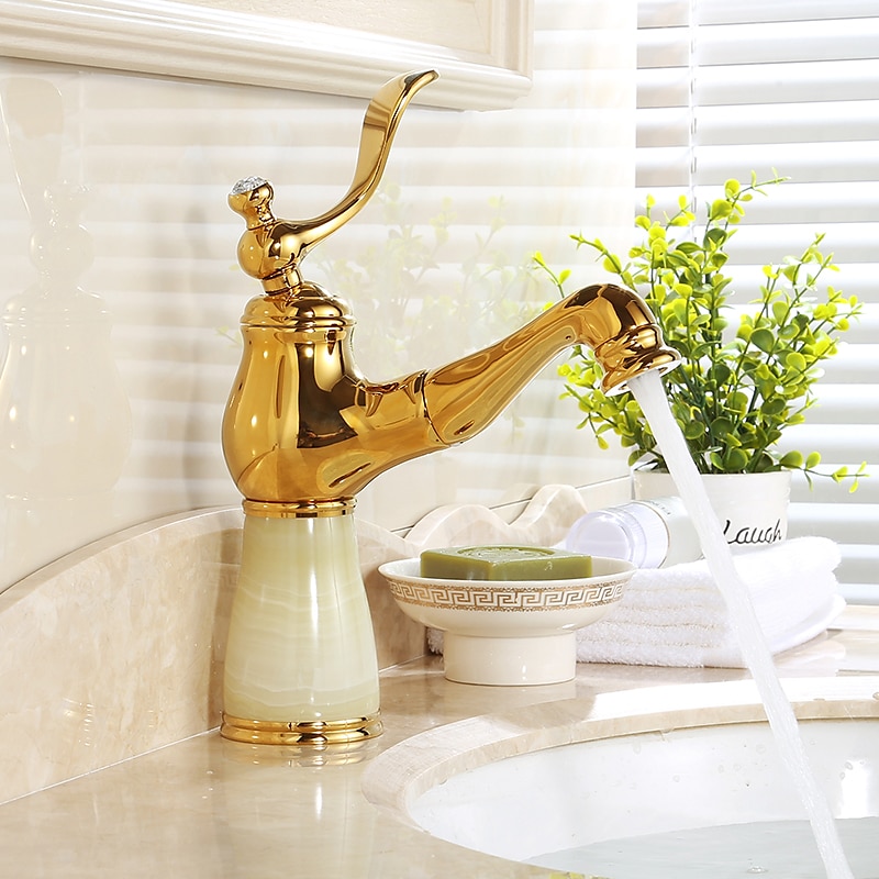 Traditional Bathroom Faucet Pull Out Basin Sink Mixer Taps Short/Tall, Vintage Brass Vessel Taps Ceramic Single Handle, with Cold and Hot Hose 2025 - $89.99 –P6