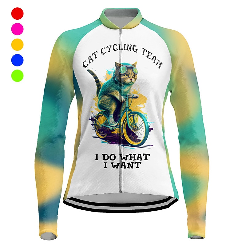 Dam Cykeltröja Grafisk Långärmad Cykel Tröja Överdelar med 3 bakfickor Bergscykling Vägcykling Snabb tork Reflexremsa Bakficka Fuktabsorberande sporter Violett Rosa Blå Kläder 2025 - $32.99 –P1