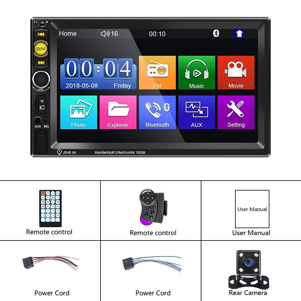 новый pro 2 din 7 '' hd 1080p сенсорный экран авторадио bluetooth автомобильный стерео радио автомобильный mp5 плеер встроенный fm aux usb sd функция поддержка зеркальной связи + резервная камера 2025 - $118.99 –P15