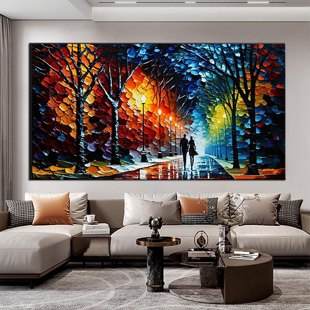 Ölgemälde handgemalte handgemalte Wandkunst abstrakte Regen Straße Baum Lampe Messer Landschaft Hauptdekoration Dekor gerollte Leinwand kein Rahmen ungedehnt 2025 - $114.99 –P9
