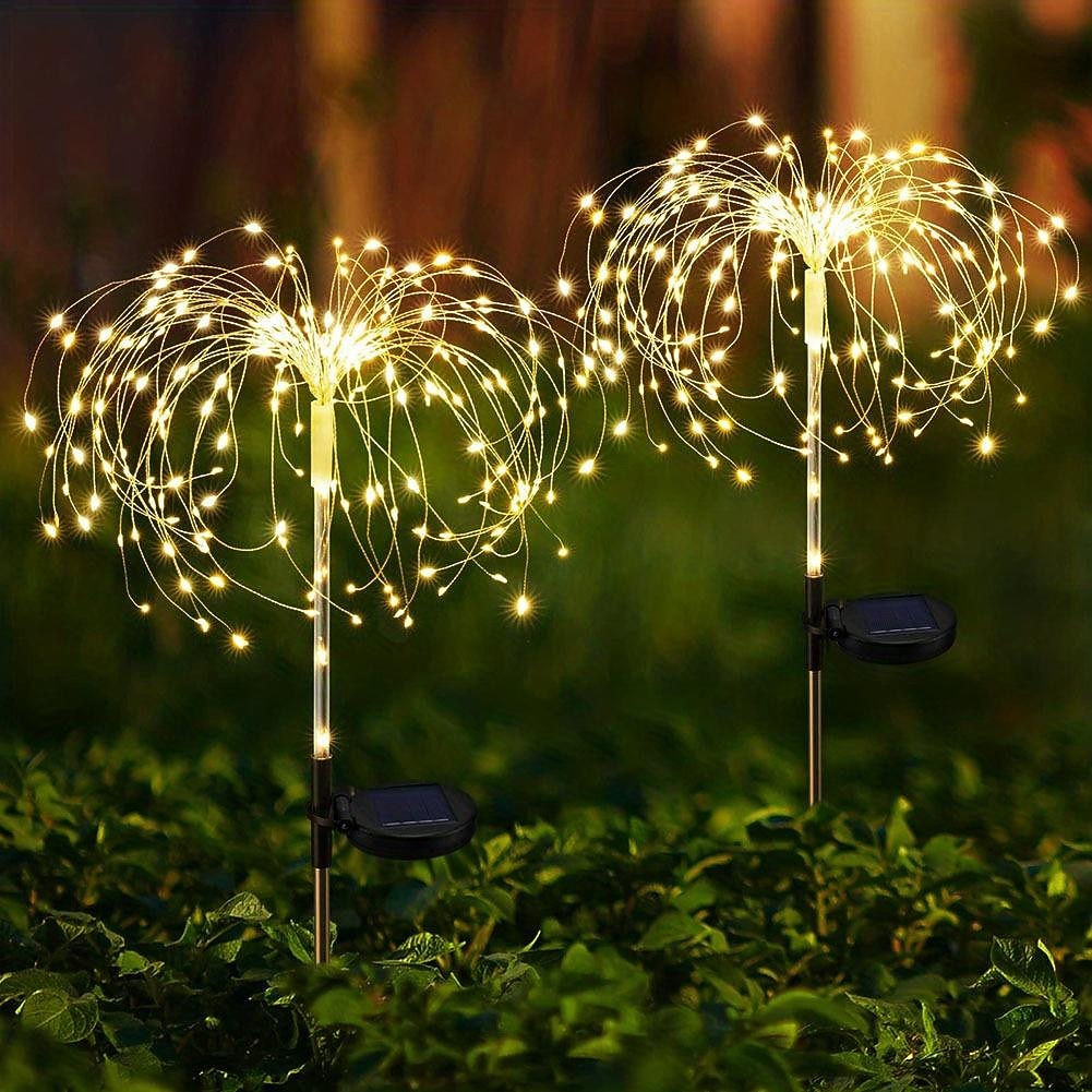Luces solares de fuegos artificiales: luces de hadas para jardín y caminos al aire libre de 120 LED, 2 modos de iluminación para patios y caminos de entrada 2025 - $18.99 –P4