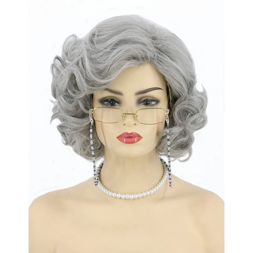 Old Lady Wig Grandma wig Cosplay Halloween Party Wigs 2024 9.44