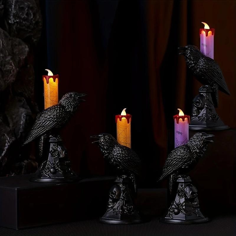 halloween ljusstake ljus kråkljus spöke festival dekoration rekvisita ljusstake prydnad led elektronisk ljus ljus prydnad 2026 - $9.99 –P4