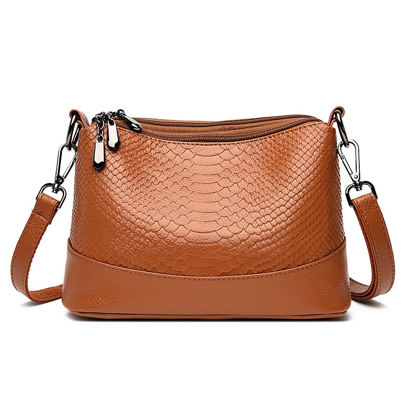 Mulheres Bolsa crossbody Bolsa de ombro Bolsa Hobo Couro PU Compras Diário Ziper Grande Capacidade Prova-de-Água Durável Côr Sólida Cobra Vermelho Vinho rei da terra Preto de 2025 por $26.99 -P17