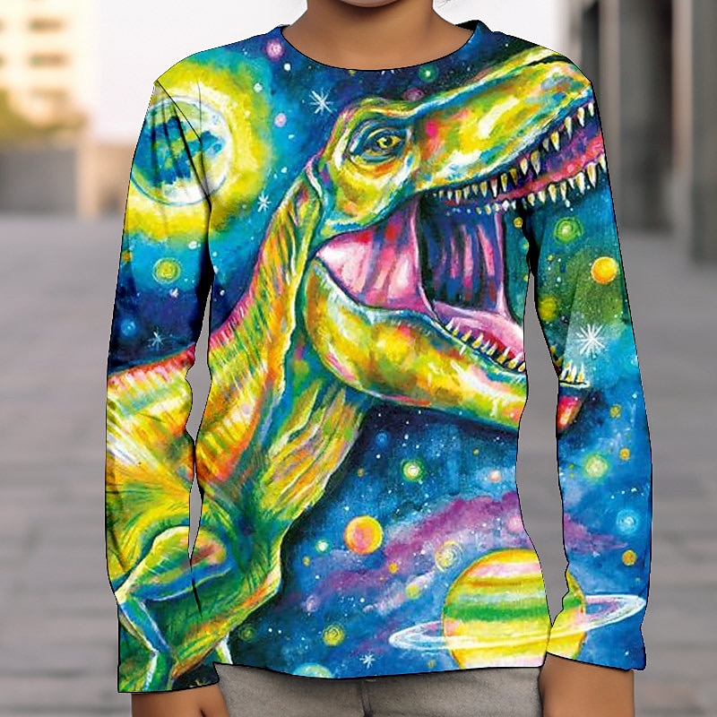 Dla chłopców 3D Graficzny Wszechświat Dinozaur Podkoszulek T-shirt Długi rękaw Druk 3D Lato Wiosna Jesień Sport Moda Moda miejska Dzieci 3-12 lat Na zewnątrz Codzienny Regularny 2025 - $13.99 –P6