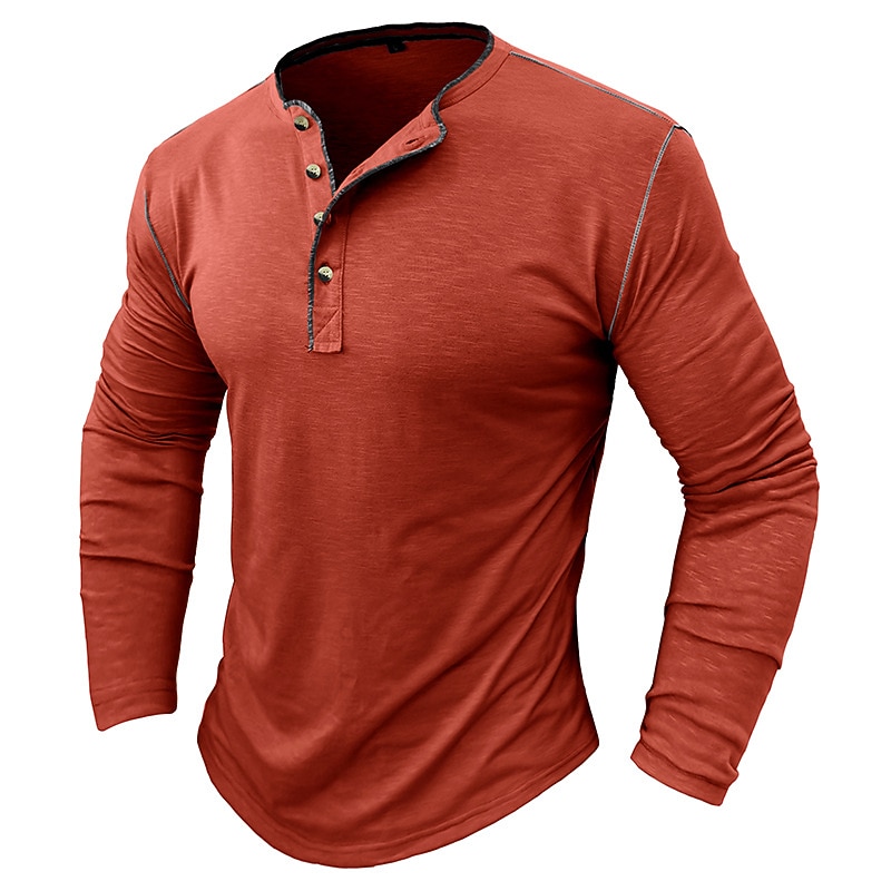 Férfi Gombos póló Henley ing Tee Top Hosszú ujj Henley Nyár Sima Divat Dizájn Alap Vakáció Utca Alkalmi Fehér Sárga Piros Férfi felső póló 2025 - $30.99 –P14
