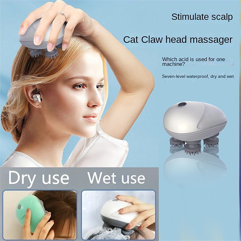 Electric Scalp Massager With Red Light Waterproof Electric Hair Massager With 4 Massage Claw Portable Head Massager Scalp Stress Relaxation Handheld Hair Scalp Massager Promote Hair Growth 2023 - US $17.99 –P1