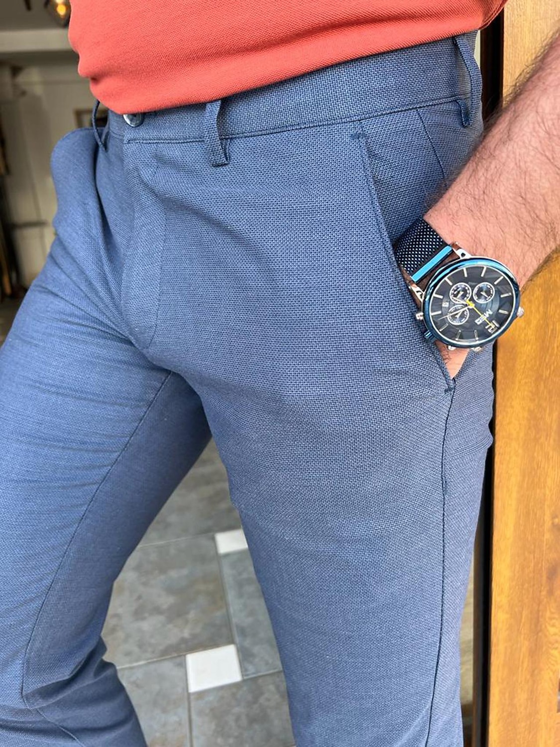 2025年 男性用 ズボン チノパン チノパンツ ポケット 平織り 履き心地よい 高通気性 アウトドア 日常 お出かけ ファッション カジュアル ルビーレッド ブルー コレクション – $26.99 –P2