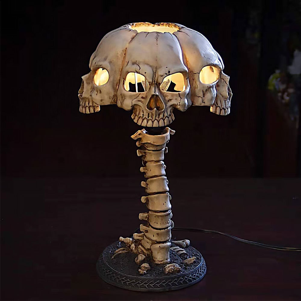 lebka stolní lampa svítící lebka noční světlo kreativní pryskyřice home office desktop ornament halloween decoration 2025 - $32.99 –P8