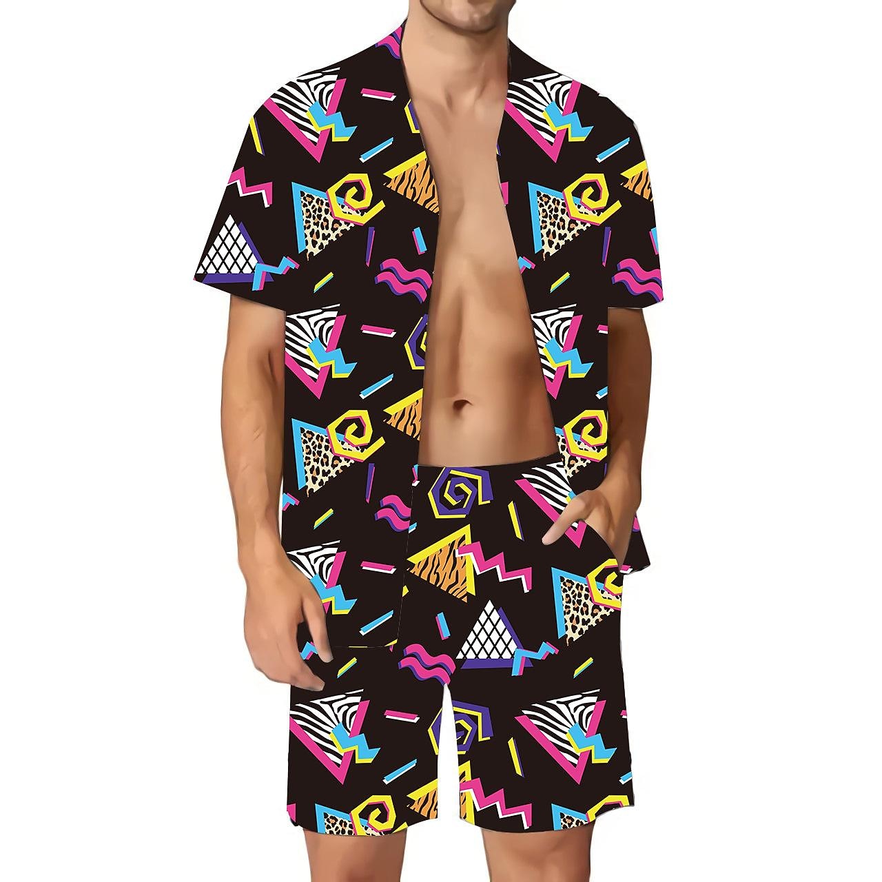 Klassisch 1980er Shorts Hemd Badeshorts Kostüm Herren Urlaub Alltagskleidung Pride Parade Erwachsene Hemd Shorts Sommer 2026 - $35.99 –P3