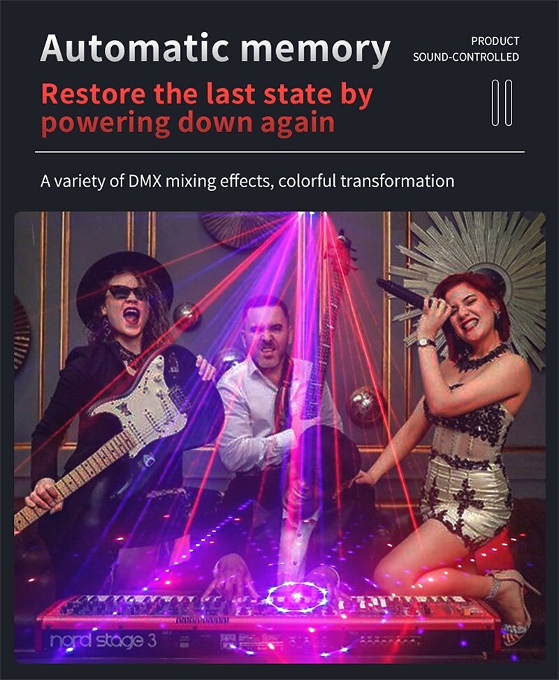 21 глаз rgb дискотека dj луч лазерный свет проектор dmx удаленный стробоскоп сценический световой эффект рождество вечеринка праздник Хэллоуин огни 2025 - $123.99 –P6