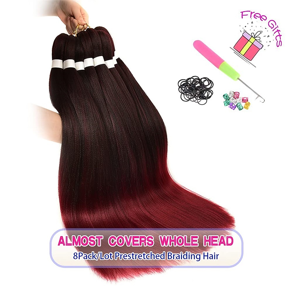 8 Pack Ombre Braiding Hair Pre Stretched - 26 100G/Pack Premium Kanekalon Pre Stretched Braiding Hair Extensions Professional Itch Free Hot Water Setting Perm Yaki Texture Prestretched Hair 2026 - $30.99 –P9