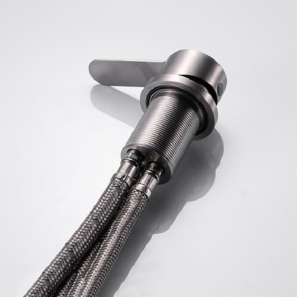 Stainless Steel Kitchen Faucet Sink Mixer Folding Vessel Tap, Single Handle 360 Degree Swivel with G1/2 Cold and Hot Hose 2025 - $80.99 –P5