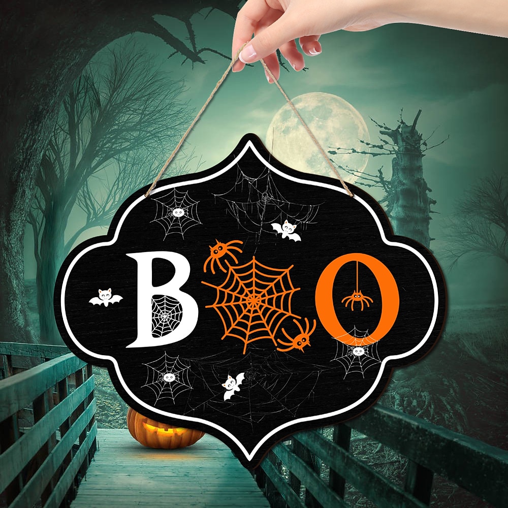 1pc halloween segno da parete in legno teschio targa in legno appeso decorazione per porta d'ingresso spaventoso portico decor appeso regalo per agriturismo home bar outdoor indoor room decor home decor del 2025 a $7.99 –P10