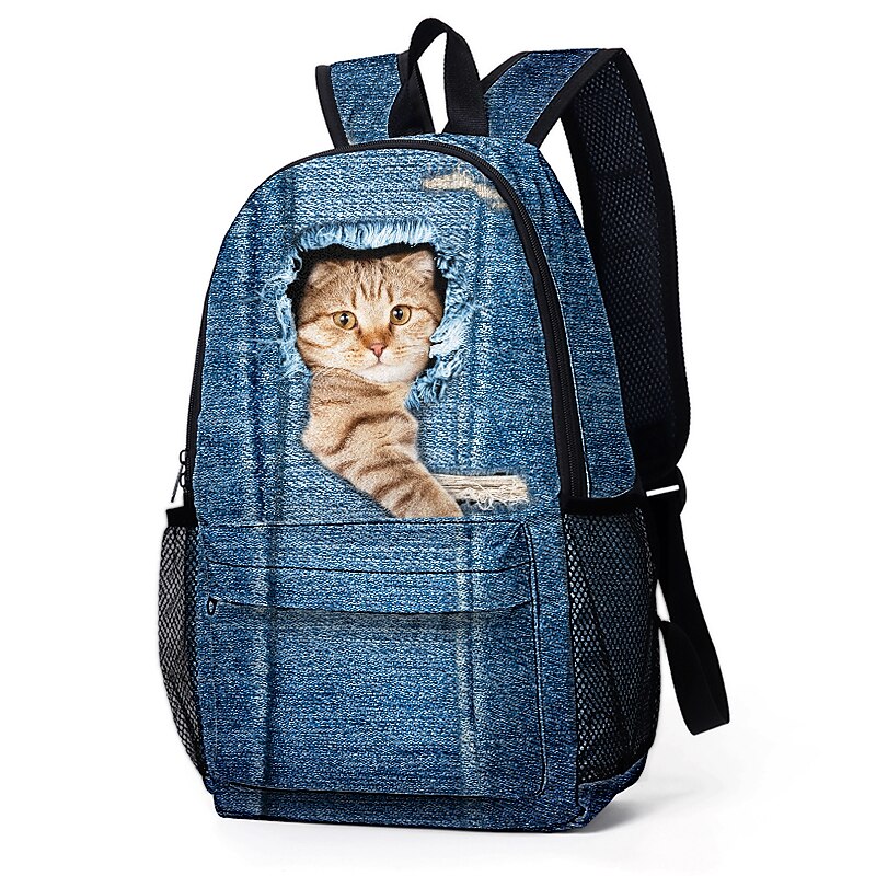 3D Cat Print Denim Backpack for Kids – Cute Animal School Bag with Large Capacity and Fun Design for Boys and Girls 2025 - $29.99 –P3