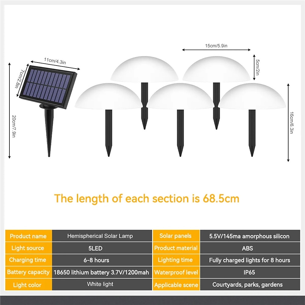 LED Solar Lawn 5-in-1 Led Solar Lights Hemisphere Solar Garden Yard Light Waterproof Outdoor for Pathway Villa Ground Landscape 2026 - $43.99 –P3