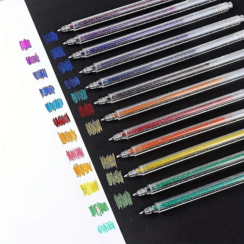 18pcs Glitter Pen, Colored Gel Glitter Pen Set, Glitter Gel Pens For Kids,  Glitter Gel Pens