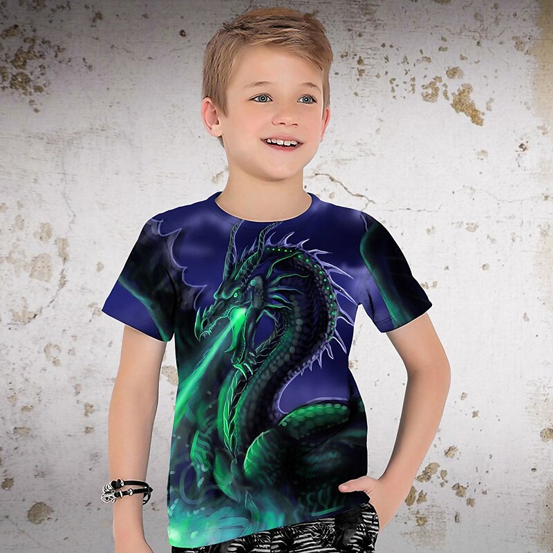 Boys 3D Graphic Animal Dragon T shirt Tee Short Sleeve 3D Print Summer Spring Active Sports Fashion Kids 3-12 Years Outdoor Casual Daily Regular Fit 2025 - $11.99 –P9