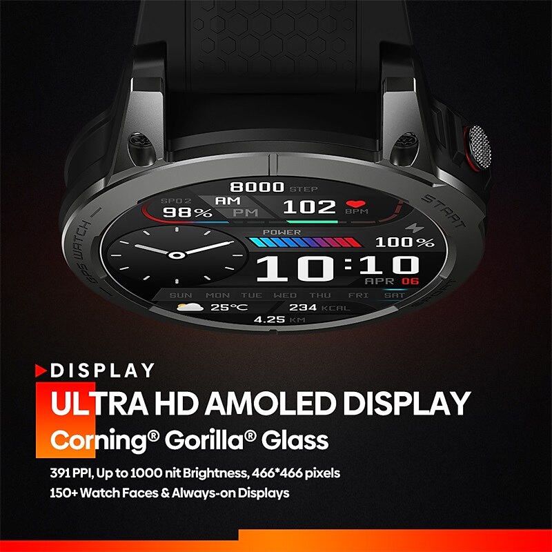 2023 Zeblaze Stratos 3 Premium GPS Smart Watch Ultra HD AMOLED Display Built-in GPS Hi-Fi Bluetooth Phone Calls 2025 - $95.99 –P2