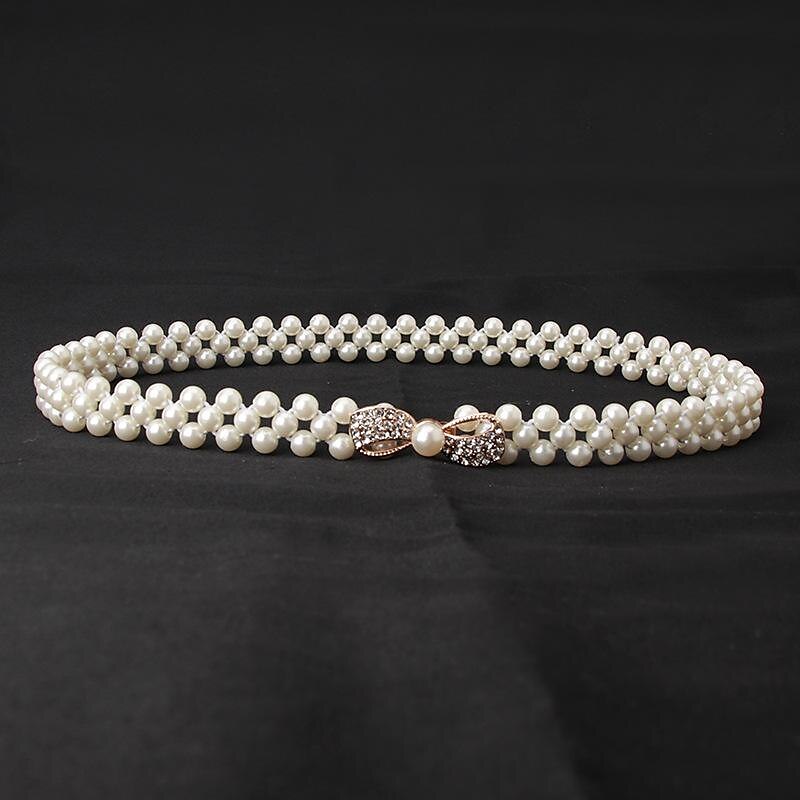 Damen Perle Taille Kette koreanische Version Strass Perle dekorative Gürtel Mode süßes Kleid elastischer Gürtel Frauen Großhandel 2025 - $4.49 –P4