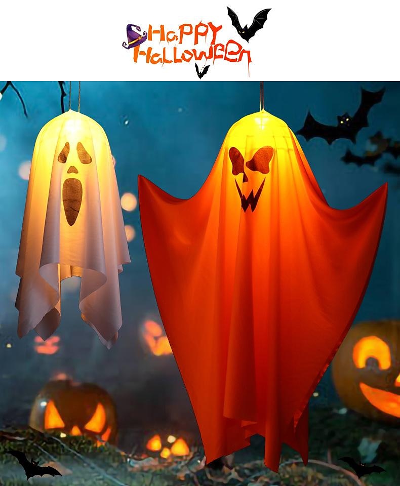 Halloween Lighted Ghost Horror Creepy Props Fabric Lantern Pumpkin Halloween Decoration Garden Patio Ghost Festival Decoration 4.5V IP42 2025 - $6.49 –P5