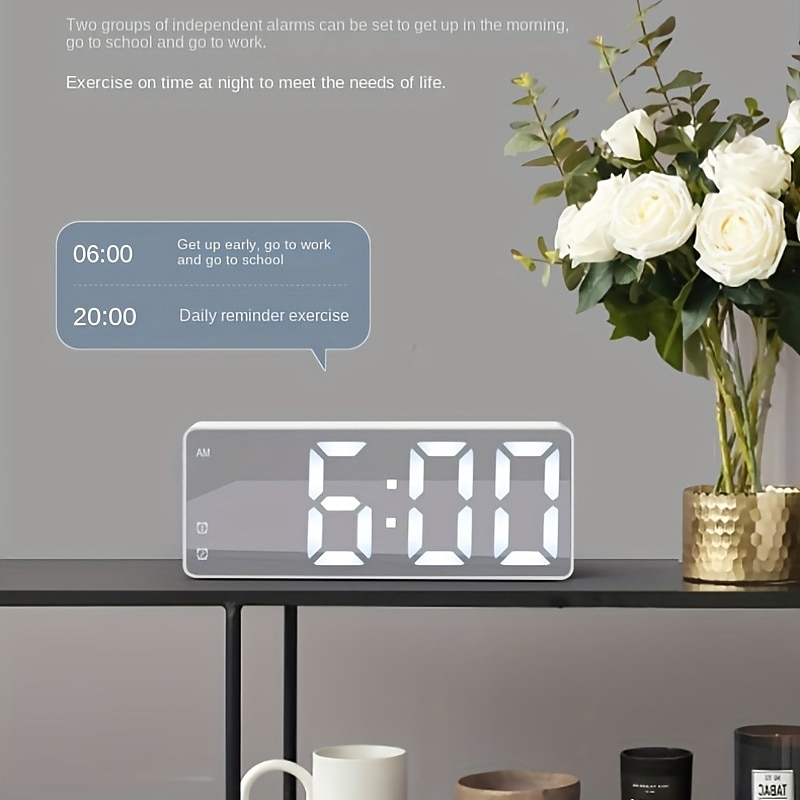 Digital Electronic Alarm Clock Large LED Alarm Clock With Temperature Display 12/24 Hours Snooze USB Plug Or AAA Power Supply Suitable For Bedroom And Living Room (No Batteries And Adapters) 2025 - $17.99 –P3