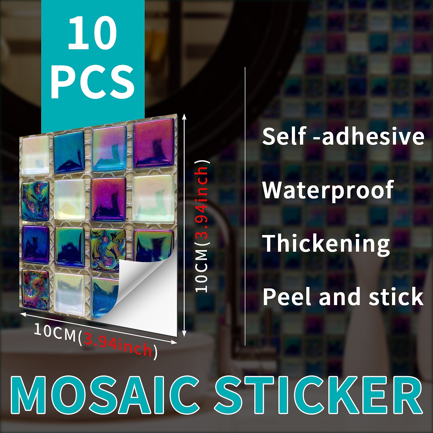 10 buc. autocolant mozaic de faianta decor impermeabil pentru perete baie autocolant autocolant de perete rezistent la ulei de bucătărie 10*10 cm 2025 - $10.99 –P3