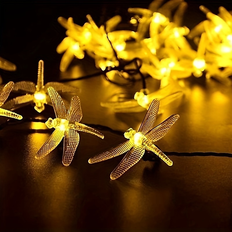 1 Stück Solar-Libellen-Lichterkette, wasserdicht, 20 LEDs, Libellen-Lichterkette, dekorative Beleuchtung für drinnen und draußen, Haus, Garten, Rasen, Zaun, Terrasse, Party 2025 - $12.49 –P8