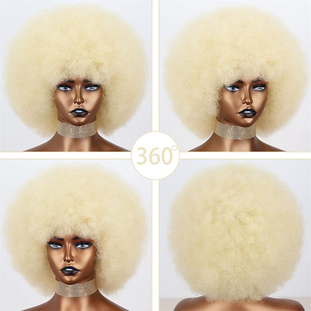 Short 70s Afro Wigs for Black Women Large Synthetic Black Short Afro Wig 70's 8 Inches 60s Afro Wig for Women Bouncy and Soft Natural Looking Halloween Cosplay Party Wigs 2026 - $20.99 –P11