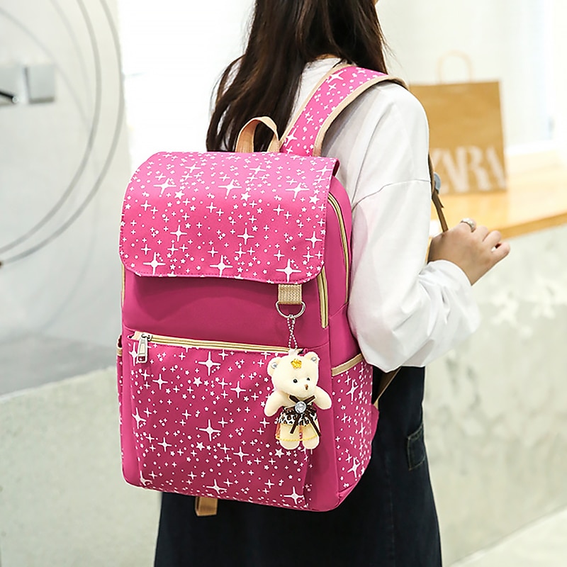 Set zaino stellato da 4 pezzi per ragazze - include zaino, borsa a tracolla, borsetta e astuccio - disponibile in rosa, viola, blu e nero del 2026 a $32.99 –P2