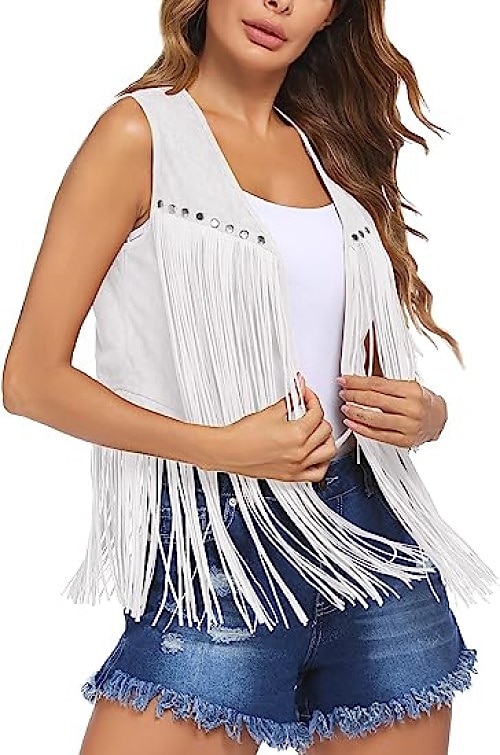 Hippie Retro Vintage Tassel 1960s Hippie 1970s Disco Suede Vest 70s Fancy Dress Women 70s Outfits Women's Tassel Fringe Costume Vintage Cosplay Carnival Masquerade Holiday Sleeveless Vest Carnival 2025 - $27.99 –P1