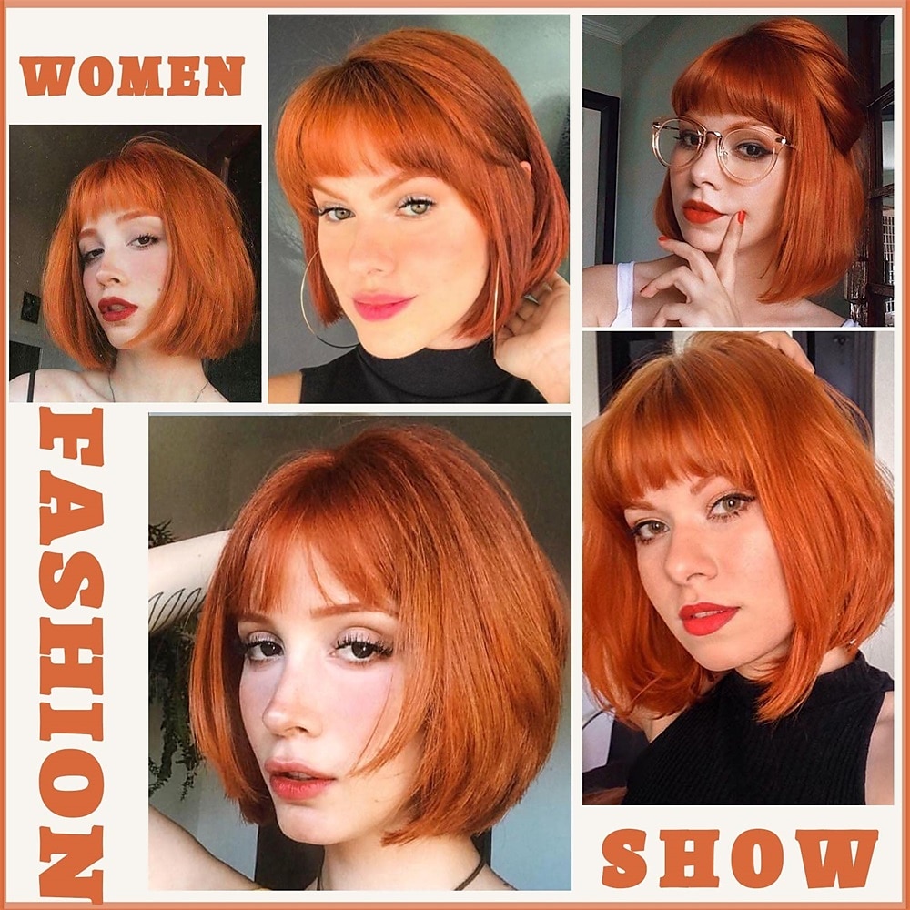 Red Wig Bangs Short Red Bob Wig for Women Auburn Wig Bob with Bangs for Daily Party Cosplay 2025 - KZT 8551.86 –P16