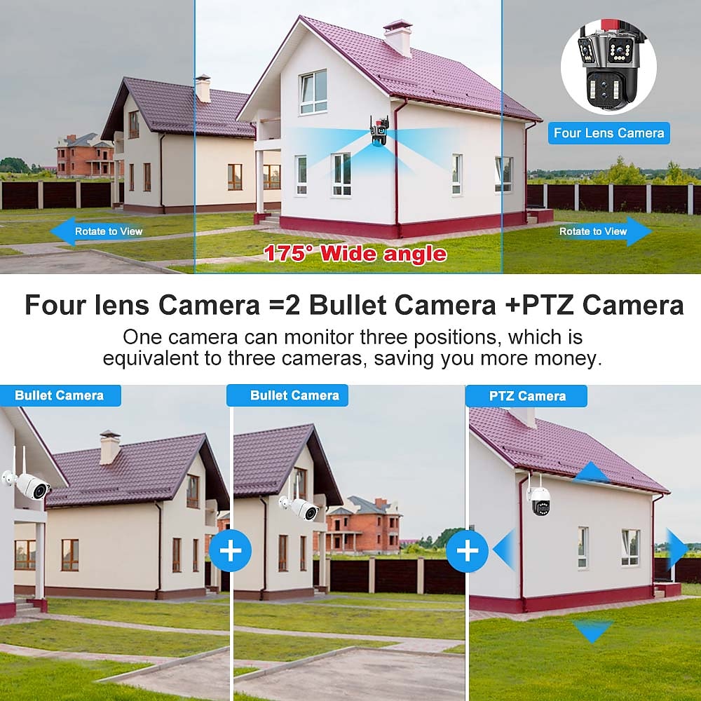 16MP 8K WiFi IP Camera 10X Zoom 4K Outdoor Security Camera Surveillance AI Track Four Lens Three Screen Mini Street Camera 360° 2025 - $182.99 –P6
