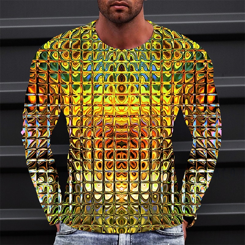 2025年 男性用 グラフィック 勾配 メタリックシャツ Tシャツ 長袖 Tシャツ 3Dプリント クルーネック シャツ ヴィンテージ ファッション デザイナー アウトドア 日常 スポーツ 1 2 3 春 & 秋 衣類 S M L XL 2XL 3XL 4XL コレクション – $19.99 –P8